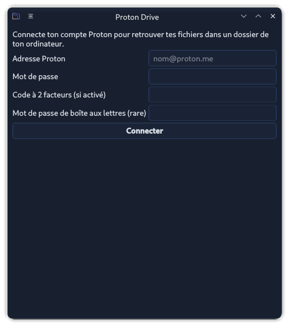 Connexion au compte Proton