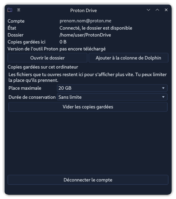 Réglages et copies gardées sur le PC